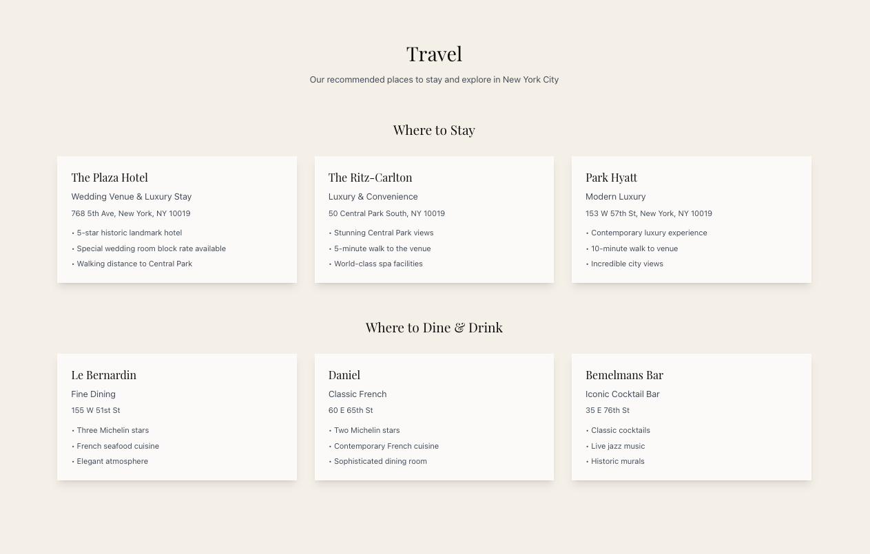 Wedding website travel and accommodation